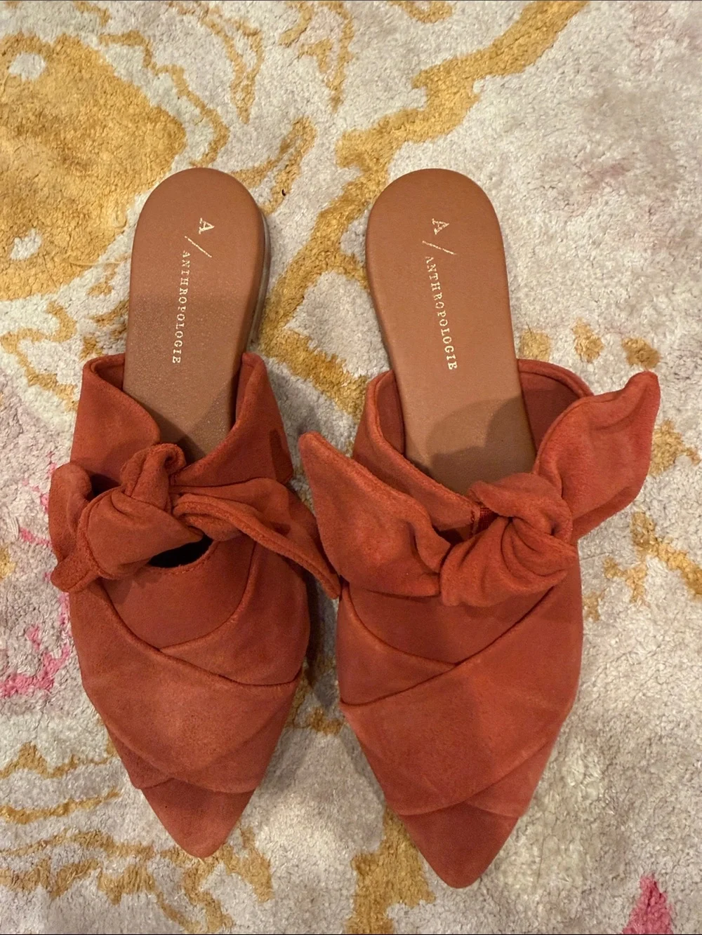 Anthropologie Rust Pointed Knot Mules - Picture 2 of 3